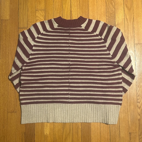 Maeve Anthropologie Pink & Tan Striped Chunky Sweater Women’s L - Picture 6 of 6